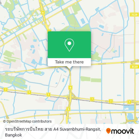 รถบริษัทการบินไทย สาย A4 Suvarnbhumi-Rangsit map