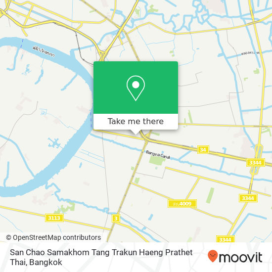 San Chao Samakhom Tang Trakun Haeng Prathet Thai map