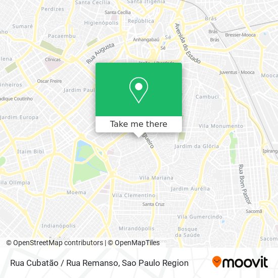 Mapa Rua Cubatão / Rua Remanso