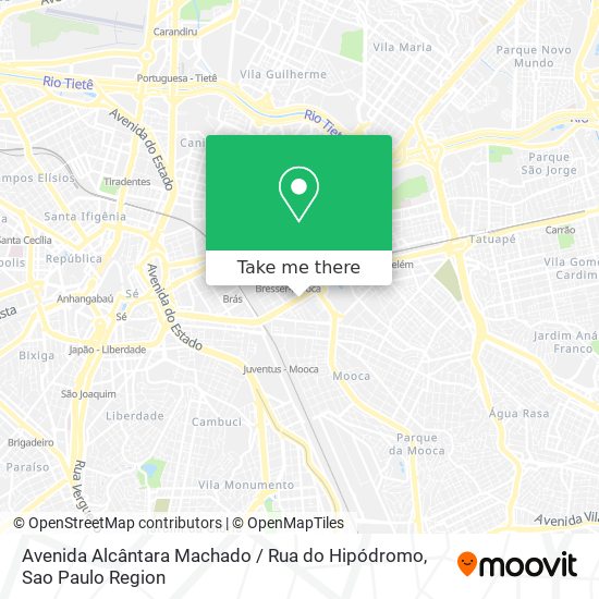 Mapa Avenida Alcântara Machado / Rua do Hipódromo