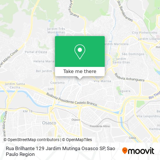 Mapa Rua Brilhante  129   Jardim Mutinga   Osasco   SP