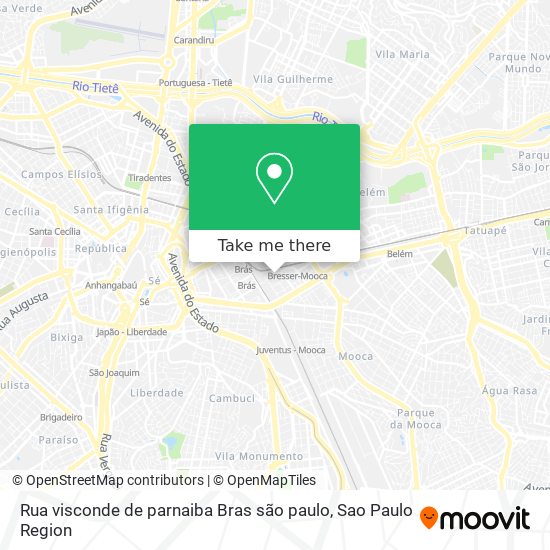 Mapa Rua   visconde de parnaiba   Bras   são paulo