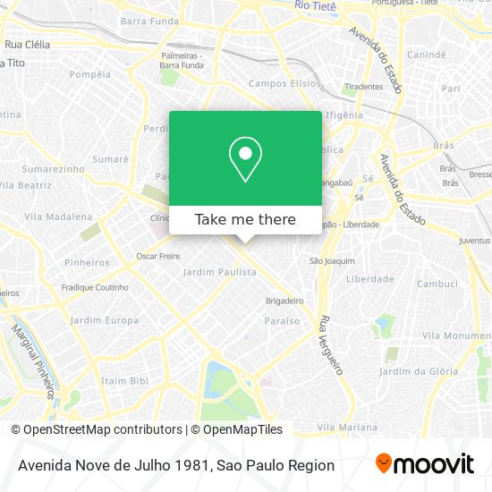 Avenida Nove de Julho 1981 map