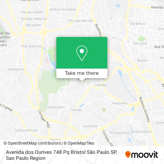 Mapa Avenida dos Ourives  748   Pq  Bristol São Paulo SP