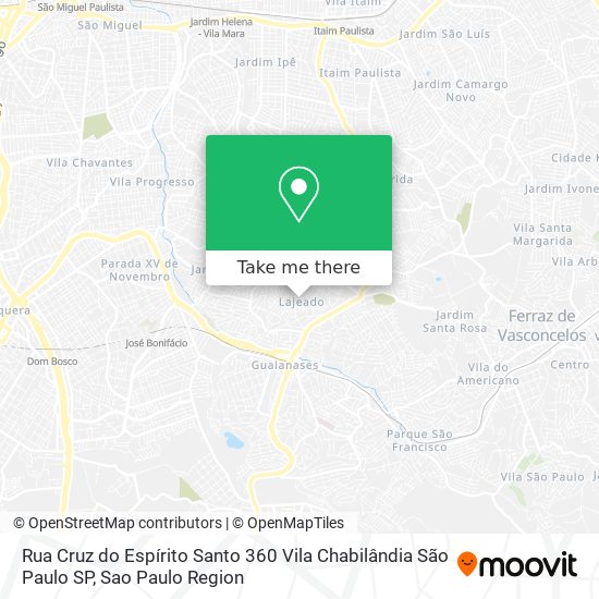 Mapa Rua Cruz do Espírito Santo  360   Vila Chabilândia   São Paulo   SP