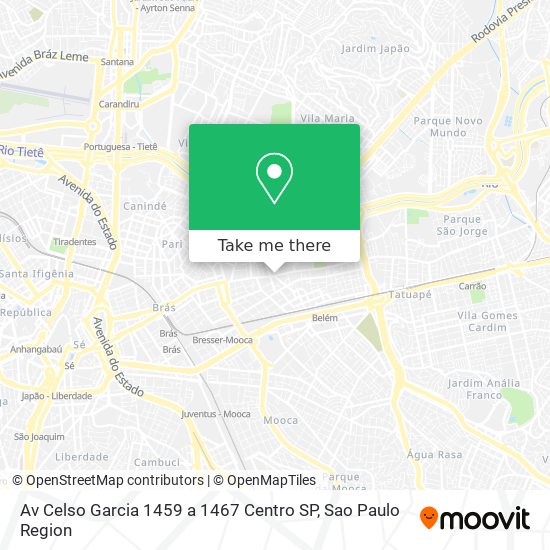 Mapa Av  Celso Garcia  1459 a 1467   Centro   SP