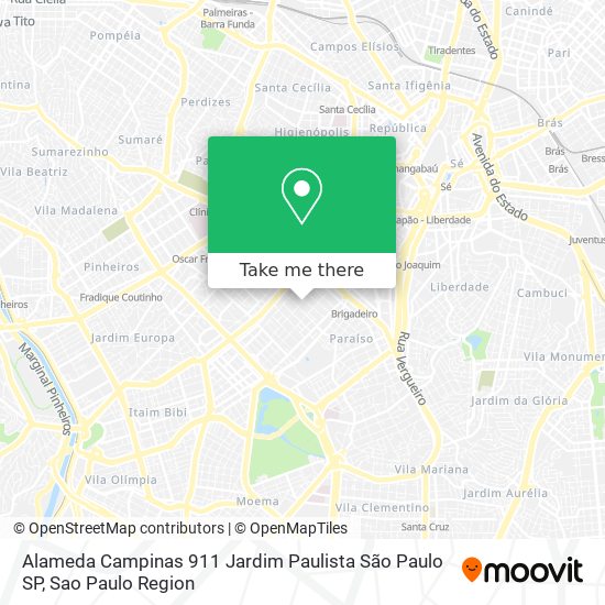 Mapa Alameda Campinas  911   Jardim Paulista   São Paulo   SP