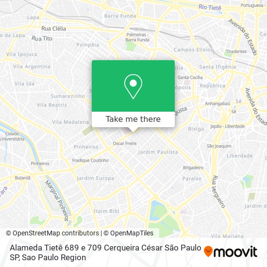 Alameda Tietê  689 e 709   Cerqueira César   São Paulo   SP map