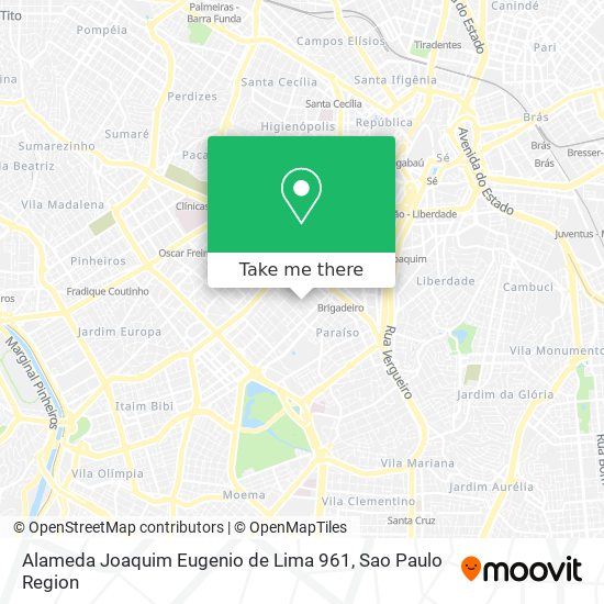 Mapa Alameda Joaquim Eugenio de Lima 961