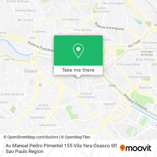 Av  Manoel Pedro Pímentel  155   Vila Yara  Osasco   SP map