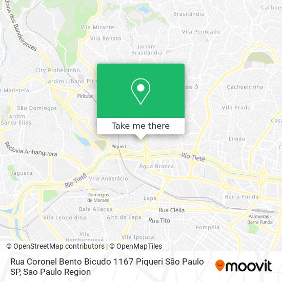 Mapa Rua Coronel Bento Bicudo  1167   Piqueri   São Paulo   SP