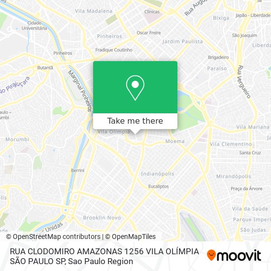 Mapa RUA CLODOMIRO AMAZONAS  1256 VILA OLÍMPIA  SÃO PAULO SP