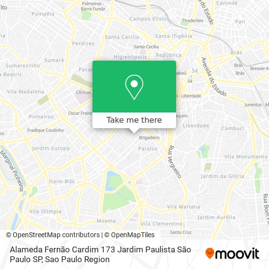 Mapa Alameda Fernão Cardim  173   Jardim Paulista   São Paulo   SP