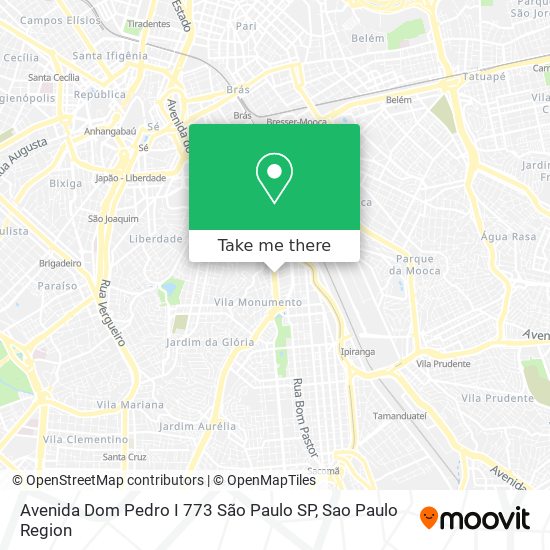 Mapa Avenida Dom Pedro I  773 São Paulo SP