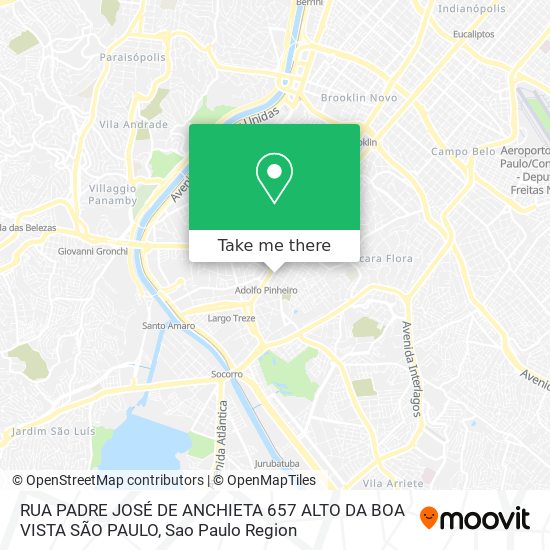 Mapa RUA PADRE JOSÉ DE ANCHIETA  657   ALTO DA BOA VISTA   SÃO PAULO