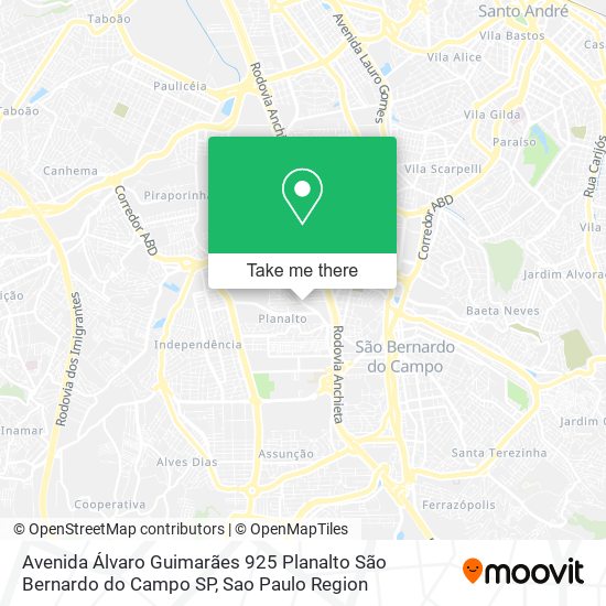 Mapa Avenida Álvaro Guimarães  925   Planalto   São Bernardo do Campo   SP