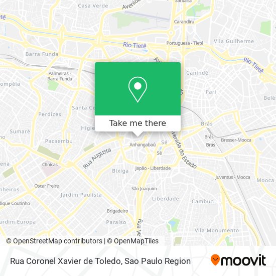 Mapa Rua Coronel Xavier de Toledo