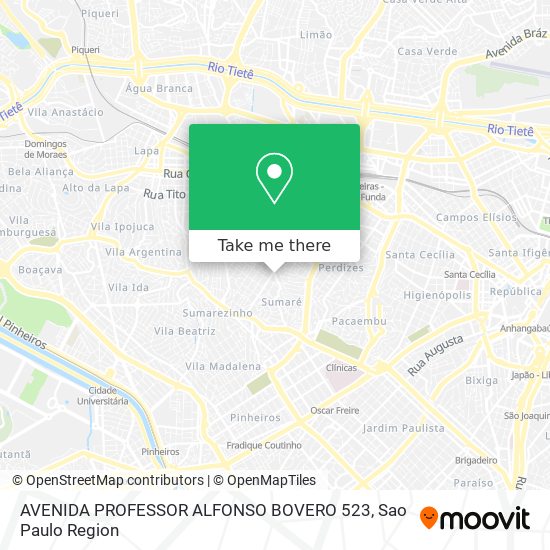 Mapa AVENIDA PROFESSOR ALFONSO BOVERO 523
