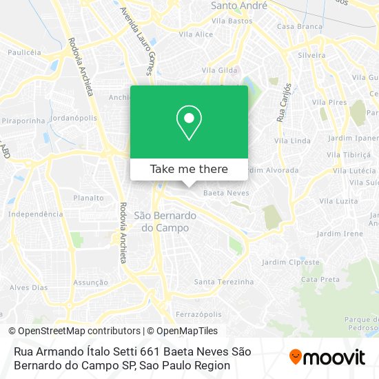 Rua Armando Ítalo Setti   661  Baeta Neves  São Bernardo do Campo   SP map