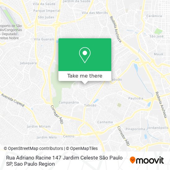Rua Adriano Racine   147   Jardim Celeste   São Paulo   SP map