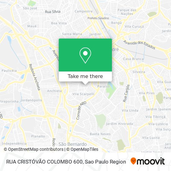 RUA CRISTÓVÃO COLOMBO 600 map