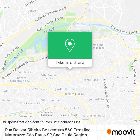 Rua Bolivar Ribeiro Boaventura  560   Ermelino Matarazzo   São Paulo   SP map