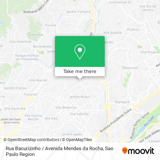 Mapa Rua Bacurizinho / Avenida Mendes da Rocha