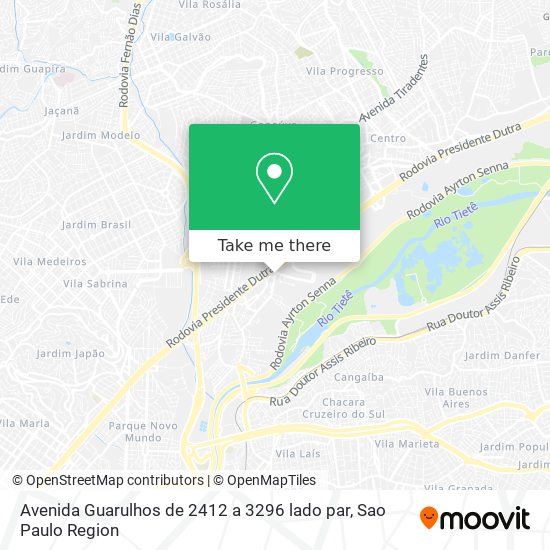 Avenida Guarulhos  de 2412 a 3296   lado par map