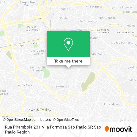 Rua Pirambóia  231   Vila Formosa   São Paulo   SP map