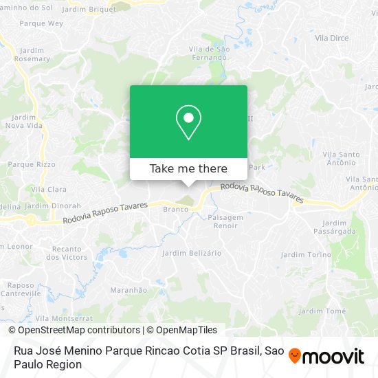 Mapa Rua José Menino   Parque Rincao  Cotia   SP  Brasil