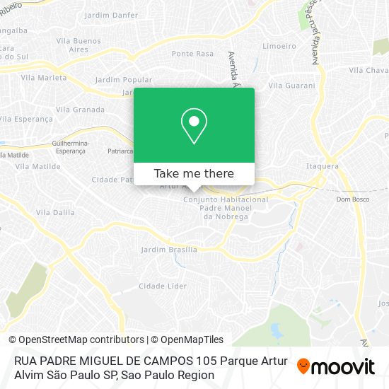 Mapa RUA PADRE MIGUEL DE CAMPOS  105   Parque Artur Alvim   São Paulo   SP