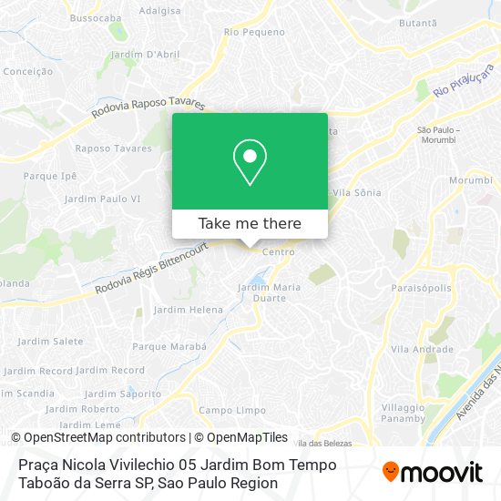 Mapa Praça Nicola Vivilechio  05   Jardim Bom Tempo   Taboão da Serra   SP