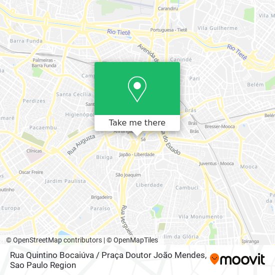 Mapa Rua Quintino Bocaiúva / Praça Doutor João Mendes
