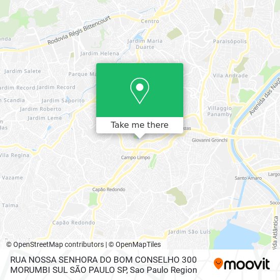 Mapa RUA NOSSA SENHORA DO BOM CONSELHO  300 MORUMBI SUL  SÃO PAULO SP