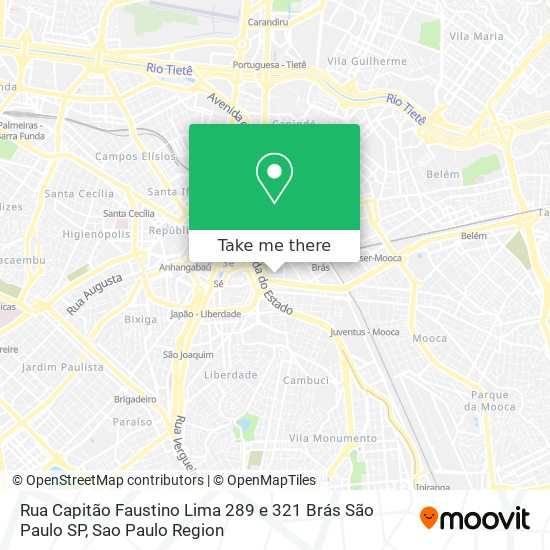Mapa Rua Capitão Faustino Lima  289 e 321   Brás   São Paulo   SP