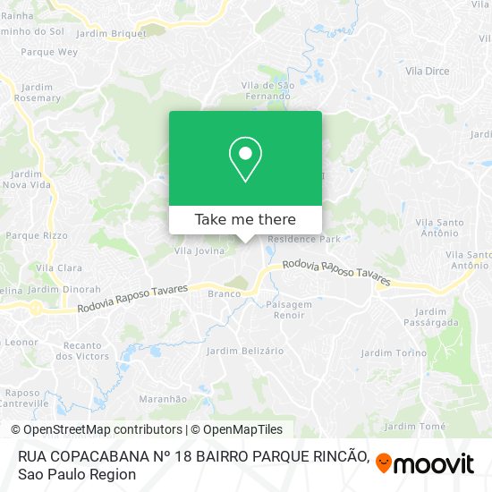 RUA COPACABANA  Nº 18   BAIRRO PARQUE RINCÃO map