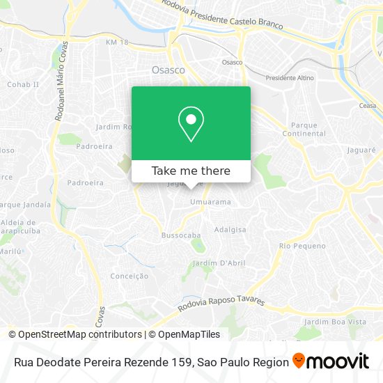 Mapa Rua Deodate Pereira Rezende 159