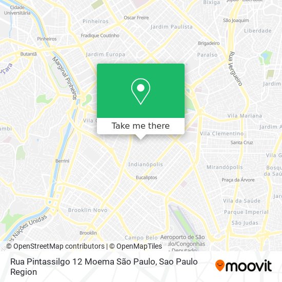 Mapa Rua Pintassilgo  12   Moema  São Paulo