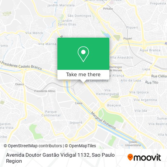 Avenida Doutor Gastão Vidigal 1132 map