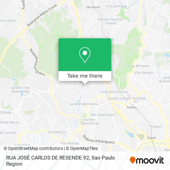 Mapa RUA JOSÉ CARLOS DE RESENDE 92