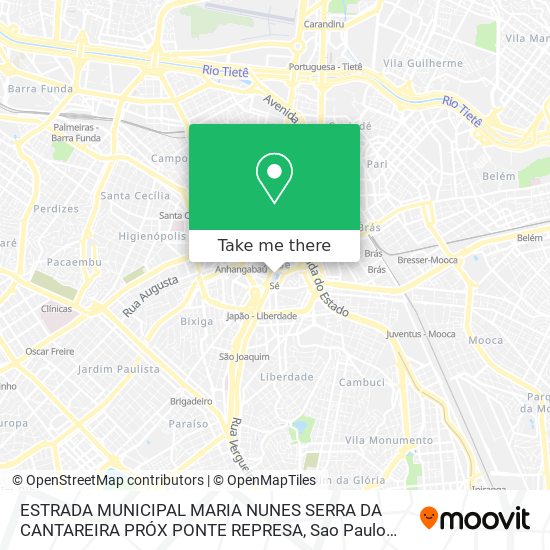 Mapa ESTRADA MUNICIPAL    MARIA NUNES   SERRA DA CANTAREIRA    PRÓX  PONTE REPRESA