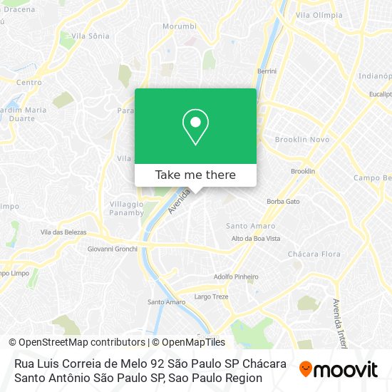 Rua Luis Correia de Melo  92  São Paulo  SP Chácara Santo Antônio  São Paulo   SP map