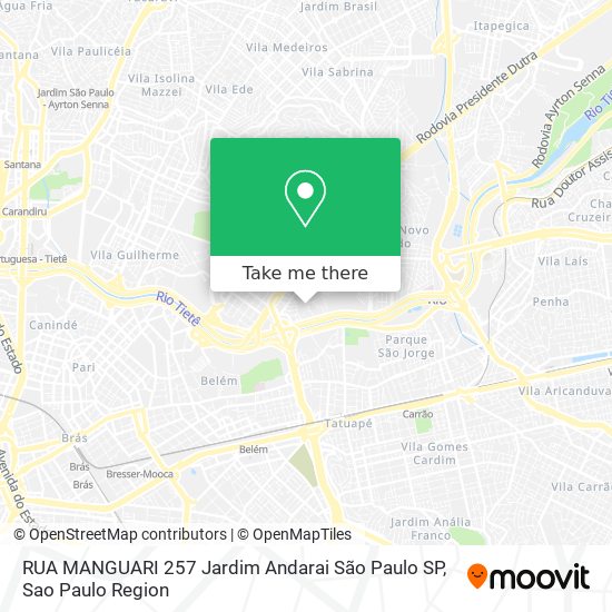 Mapa RUA MANGUARI  257   Jardim Andarai   São Paulo   SP