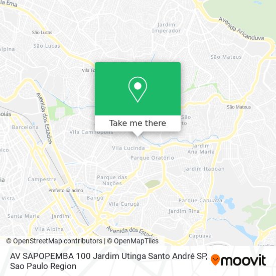 AV SAPOPEMBA  100   Jardim Utinga   Santo André   SP map