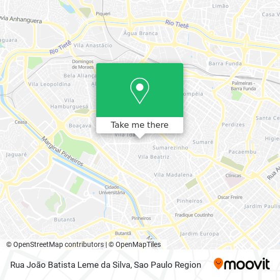 Mapa Rua João Batista Leme da Silva