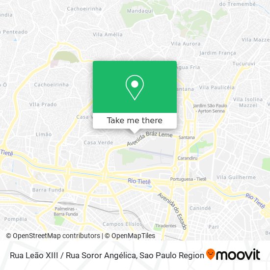 Mapa Rua Leão XIII / Rua Soror Angélica