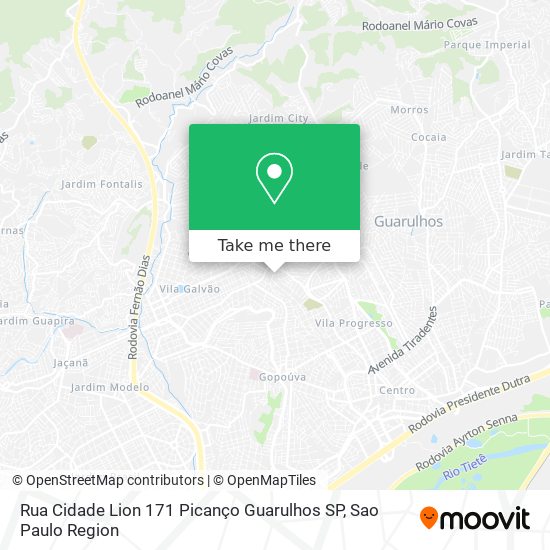 Mapa Rua Cidade Lion  171   Picanço Guarulhos   SP