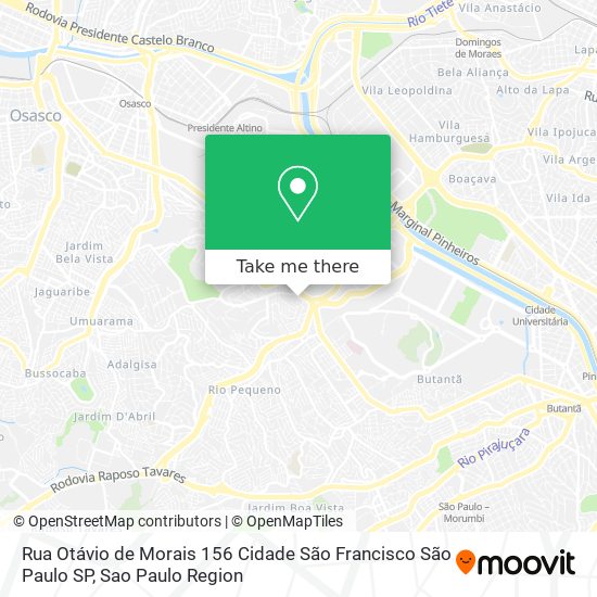 Mapa Rua Otávio de Morais  156   Cidade São Francisco   São Paulo   SP