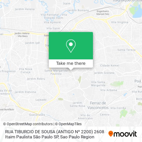 Mapa RUA TIBURCIO DE SOUSA (ANTIGO Nº 2200)  2608   Itaim Paulista   São Paulo   SP