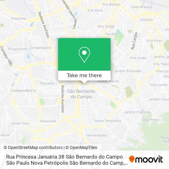 Mapa Rua Princesa Januária  38  São Bernardo do Campo   São Paulo   Nova Petrópolis São Bernardo do Camp